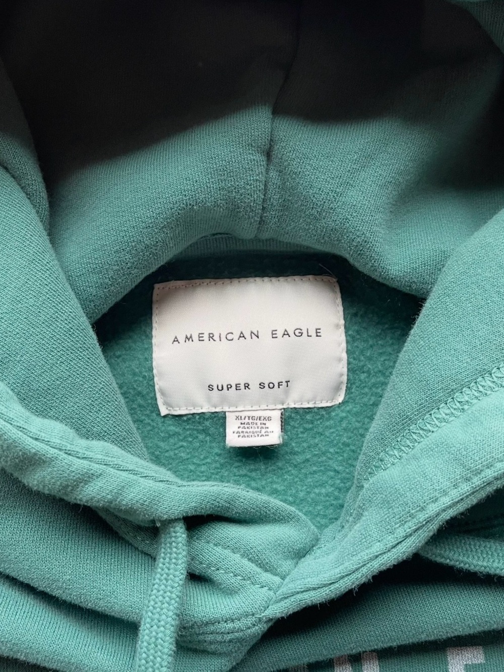 American Eagle Men’s Green Teal Logo Hoodie Sweatshirt Size XL - Picture 4 of 6
